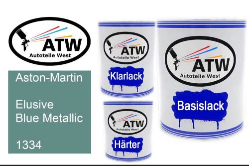 Aston-Martin, Elusive Blue Metallic, 1334: 1L Lackdose + 1L Klarlack + 500ml Härter - Set, von ATW Autoteile West.